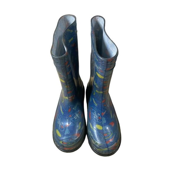 LIttle Kid's Nautical Themed Blue Rain Boots - Size 11 - Compass & Ocean Maps - Picture 2 of 6